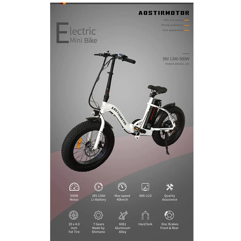 Aostirmotor 500W Folding Electric Bike - 1