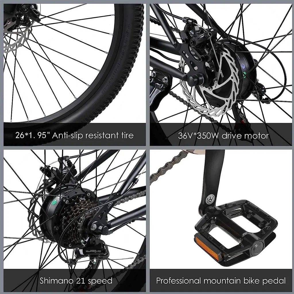 GELEISEN Electric Mountain Bike 350W Shimano Rear 21 Speed Gears - 4