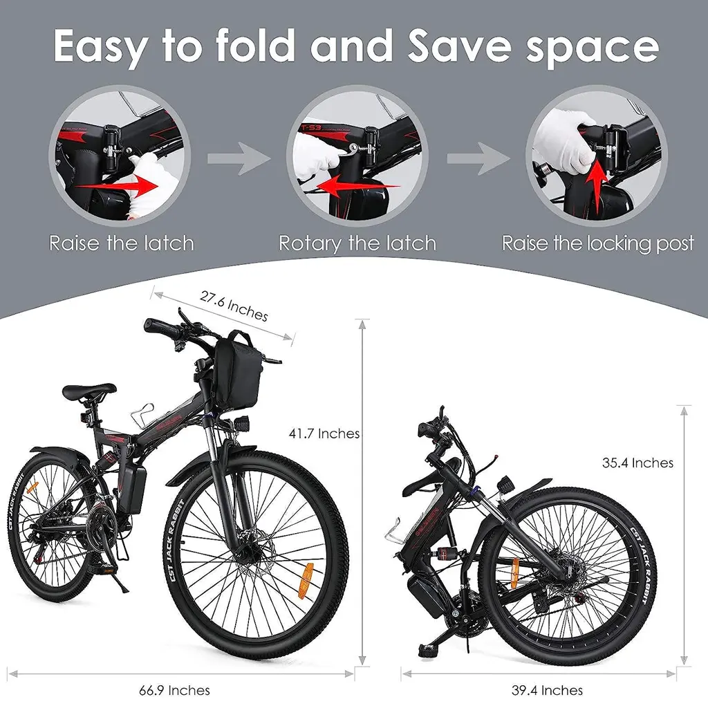 GELEISEN Electric Mountain Bike 350W Shimano Rear 21 Speed Gears - 5