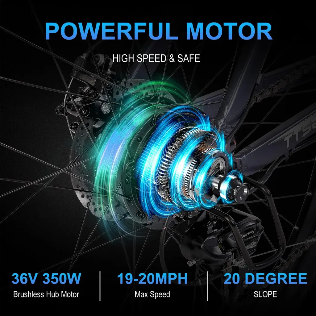 GELEISEN Electric Mountain Bike 350W Shimano Rear 7 Speed Gears - 2