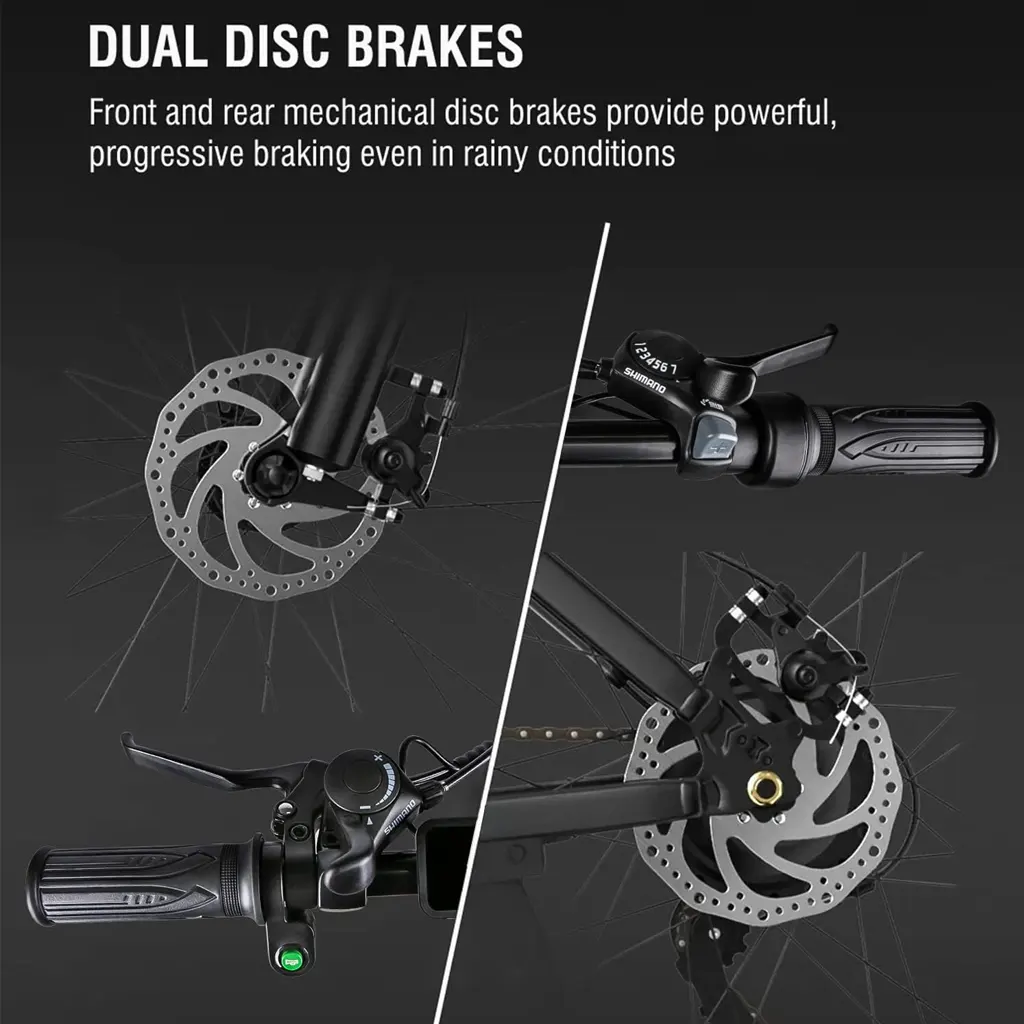 HEZZO Electric Mountain Electric Bike 350W Shimano 21 Speed Gears - 5