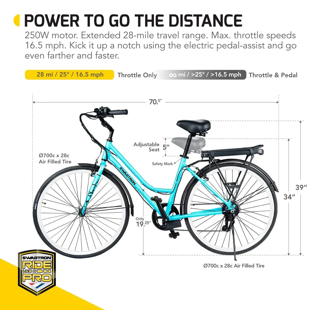 Swagtron EB-9 Electric Lady Cruiser Bike - 3