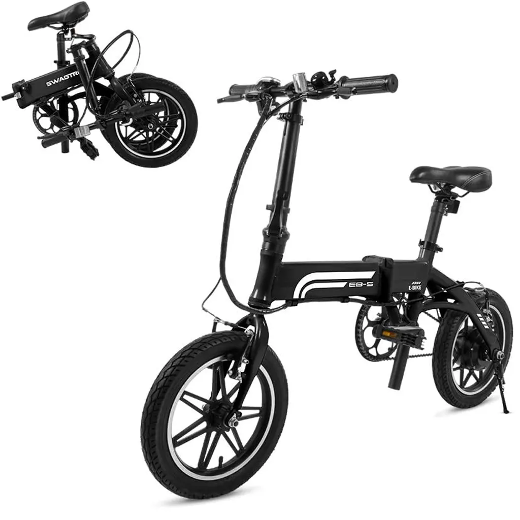 Swagtron Swagcycle EB-5 Lightweight Folding Electric Bike with Pedals